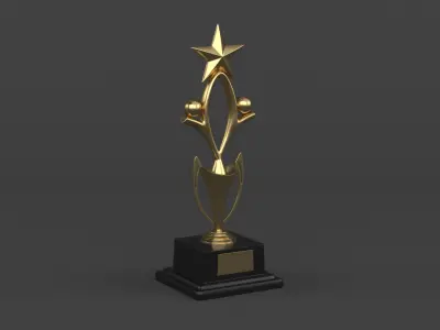 Gold Trophy Cups 3D model 17