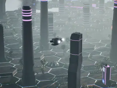 Neo-Cyber Sci-Fi Outpost Unreal Engine Environment Low-poly 3D model