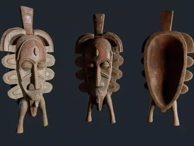 African Decor Mask 9 Low-poly 3D model