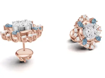 Classic Designer Diamond Cluster Earring With Gemstone  3D print model