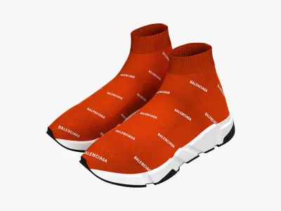Balenciaga Speed Trainers Orange 3D model
