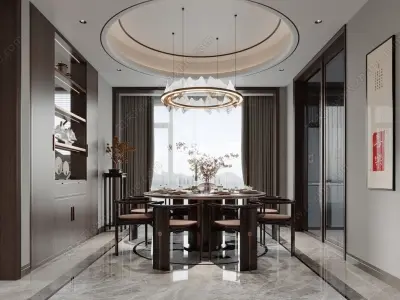 Chinese style villa interior design scene 02 3D model 3D model
