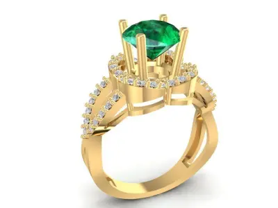 Luxury Emerald Triangle Cut Diamond Ring 3D Model for Women 1725 3D print model