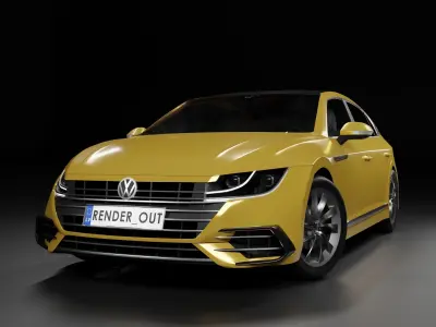 VW Arteon R-line 2017 3D Model Low-poly 3D model