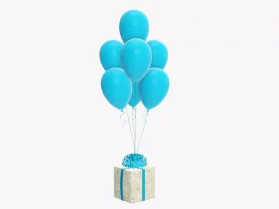  Wrapped Christmas gifts 05 with balloons 3D model