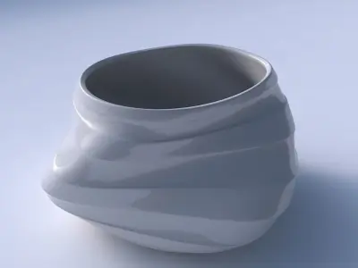 Bowl twisted elipse with smooth horizontal ribbons 3D print model
