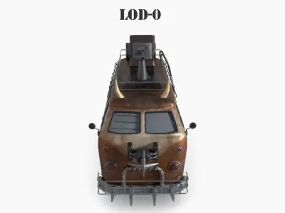 Post Apocalyptic VW Van Low-poly War Car Game Asset Low-poly 3D model