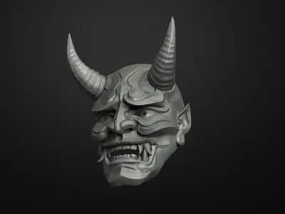 Traditional Japanese Hannya Mask  Oni Mask Samurai Mask  3D print model