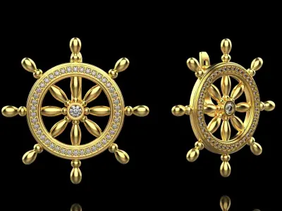 ships wheel earring model 348 3D print model