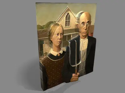AMERICAN GOTHIC - GRANT WOOD BAS-RELIEF 3D print model