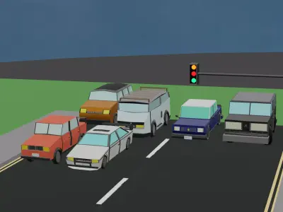 low poly stylized vehicle pack Low-poly 3D model