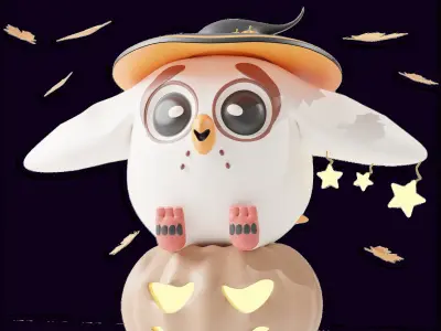 Art Toy Animal Set  3 Q-Z Halloween Character 3D model Low-poly 3D print model