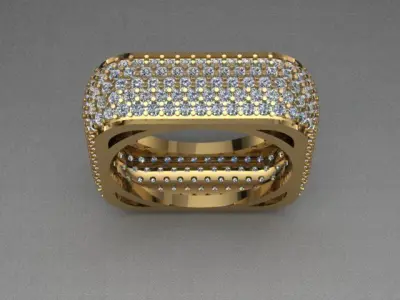Luxury Golden Diamond Pave Ring 3D print model
