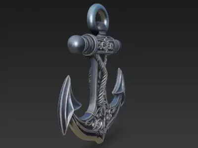 Ornamental Anchor 3D Model Stylized Nautical Sculpture Print 3D print model