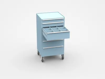 Blue Tool Cart On Wheels 3D model