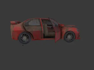 broken car post apocaliptic Low-poly 3D model