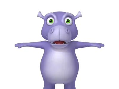Hippopotamus hippo character 3D model