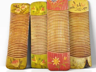 Vintage Painted Chinese Washboards 3D model