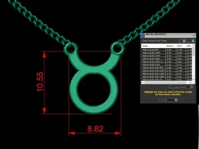 Taurus Original Pendant Design Version 1 3D print model