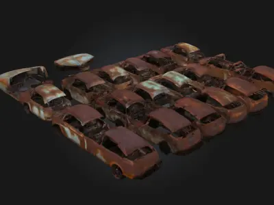 Rusty Car Collection  Abandoned Vehicle 3D model