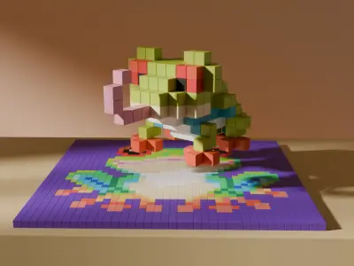 Frog Voxel Stylized Cubic Low-poly 3D model