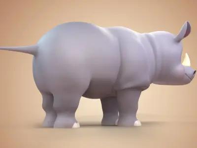 Rhino Cartoon Rigged 3D model