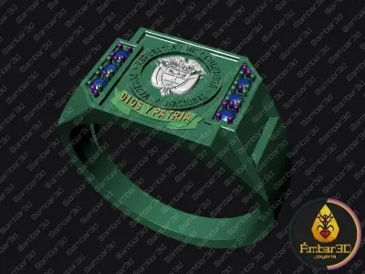 Valiant Defender National Police of Colombia Commemorative Ring 3D print model