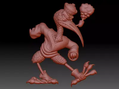 Bas-relief of a stylized bird 3D print model