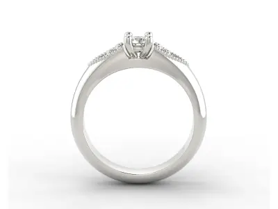 D-0644 diamond engagement ring gold 3D print model