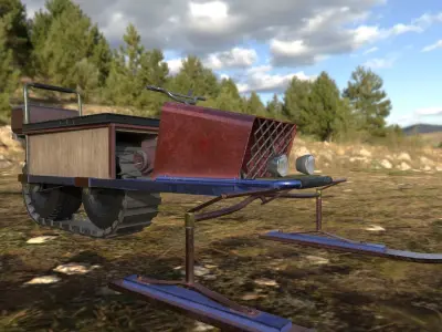 SnowMobile toy in grass Low-poly 3D model