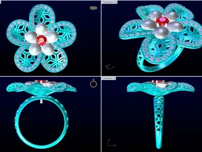  Mesh flower ring - Italian rings - Womens Rings - N6356 3D print model