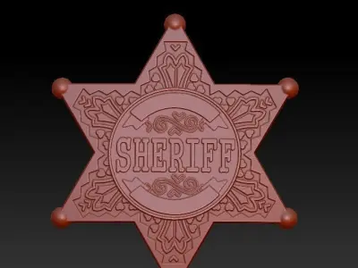 Sheriff badge 3 pack  3d model 3D print model