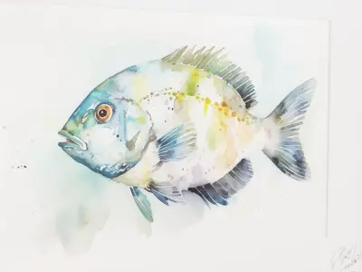 Set of watercolor paintings in frames 3D model