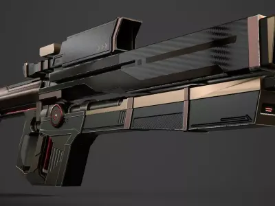 UE4 Destiny Auto Rifle Weapon Optimized Polygon Low-poly 3D model