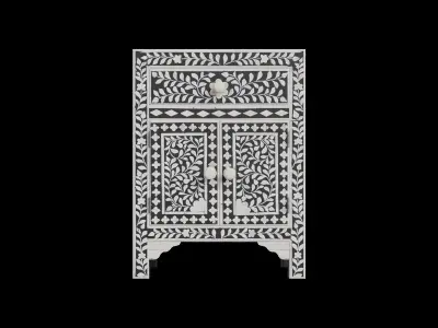 Black Floral Bed Side Table Low-poly 3D model