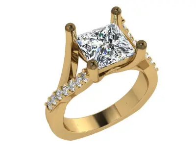 Princess Split  Shank Ring 3625 3D print model