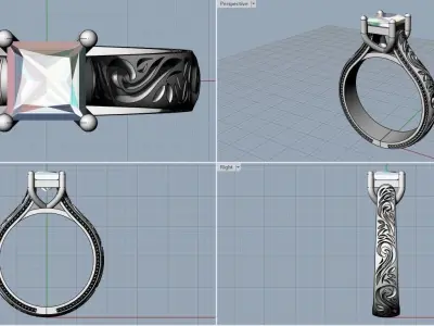 Engagement ring ornament 3D model