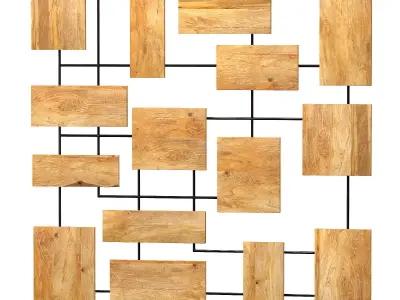 Decorative wall panel with mango wooden elements 3D model
