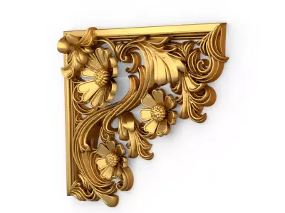 Classic carved corner decor ornament cnc 3d printing stl 02 3D model