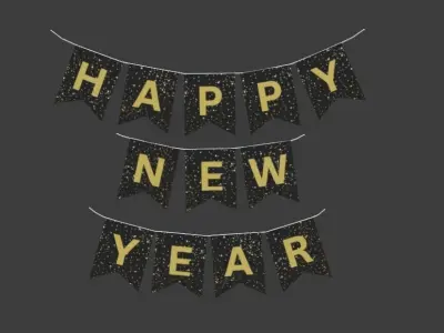 New Years Party Decorations Free low-poly 3D model