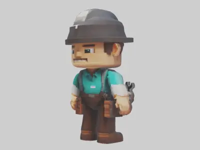 Voxel Engineer 1 Low-poly 3D model