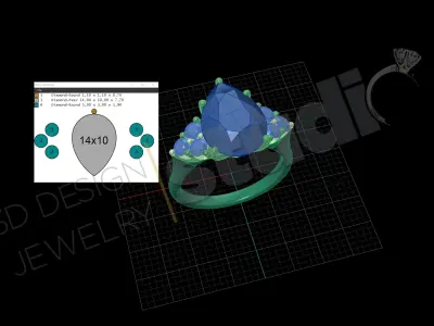 Brilliant diamond detailed ring  3D print model