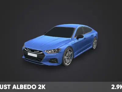 Mobil Game-Ready Sedan Car 1 Low-Poly Low-poly 3D model