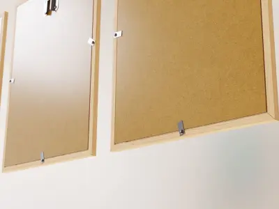 Set of watercolor paintings in wooden frames 3D model