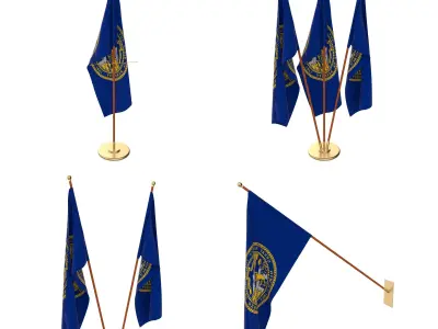 Nebraska Flag Pack 3D model