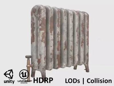 Game-ready rusty radiator - Unity - HDRP - UE4  Low-poly 3D model