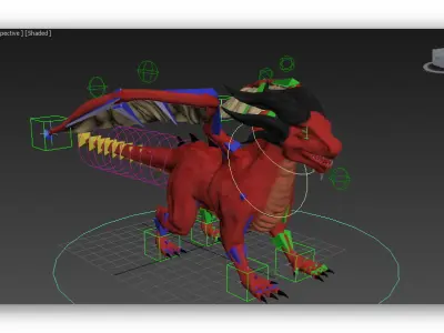 Ruby dragon Low-poly 3D model