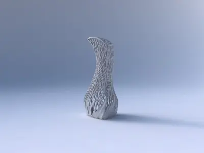 Vase puffy bent triangle with twisted lattice tiles 3D print model