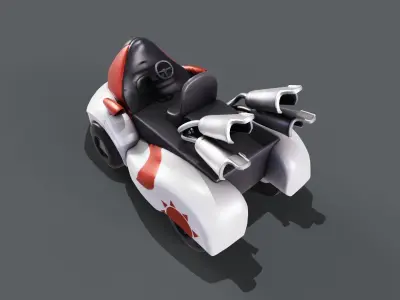 White Kart Low-poly 3D model