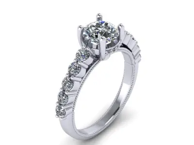 Five Stone Engagement Ring 3D model